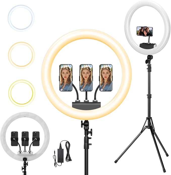 Ring Light with Stand and Phone Holder, Professional LED Circle Light with 78"