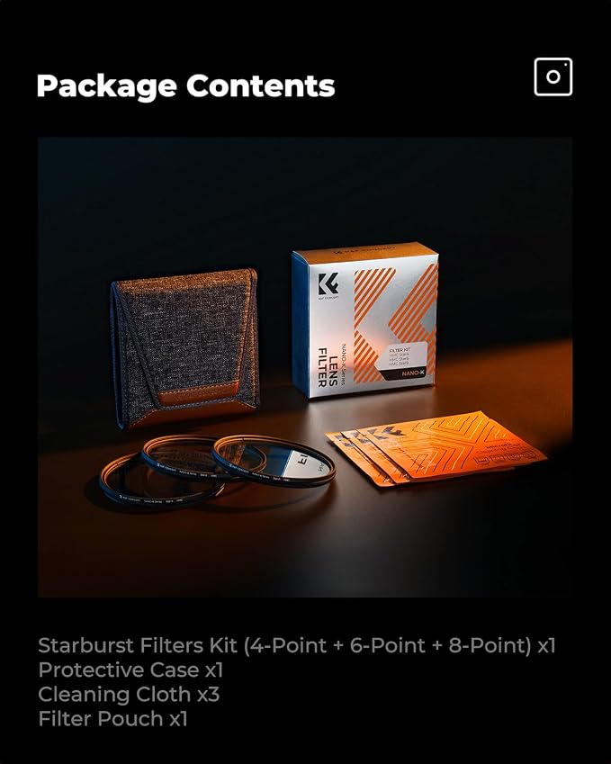 K&F CONCEPT 77mm Star Filters Kit 4 Points 6 Points 8 Points Cross Screen