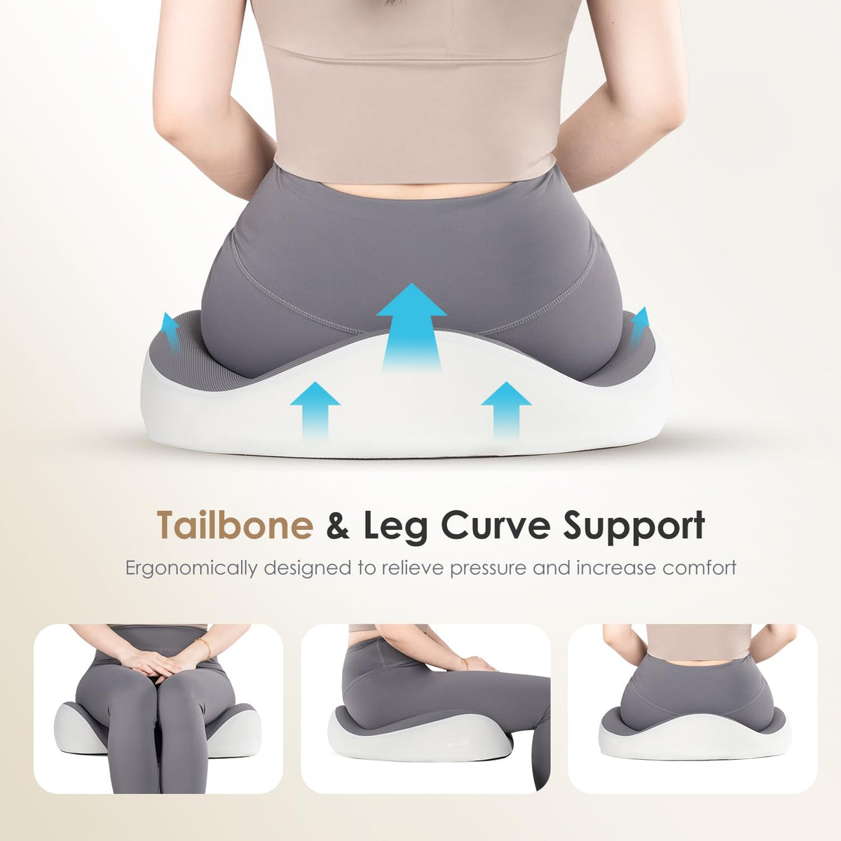 FLORICH Lumbar Support Pillow and Car Seat Cushion for Driving Car Office Chair, Memory Foam Back Support Pillow and Office Seat Chair Cushion for Sciatica Pain Relief - Gray