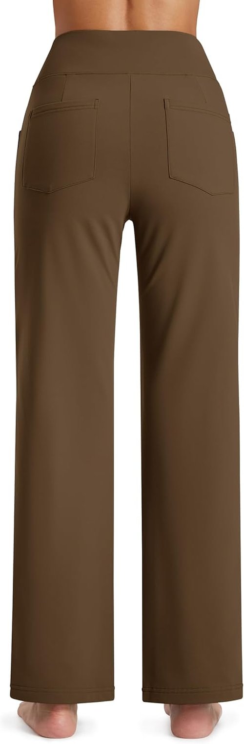 MAGCOMSEN Women's Fleece Lined Pants - High Waisted Thermal Yoga Sweatpants with Pockets