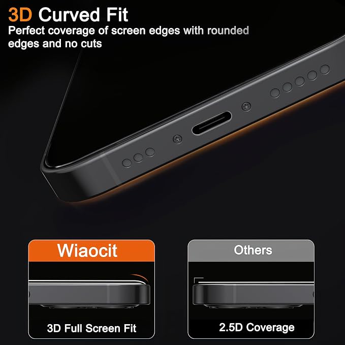 Wiaocit 3 Pack Tempered Glass Privacy Screen Protector