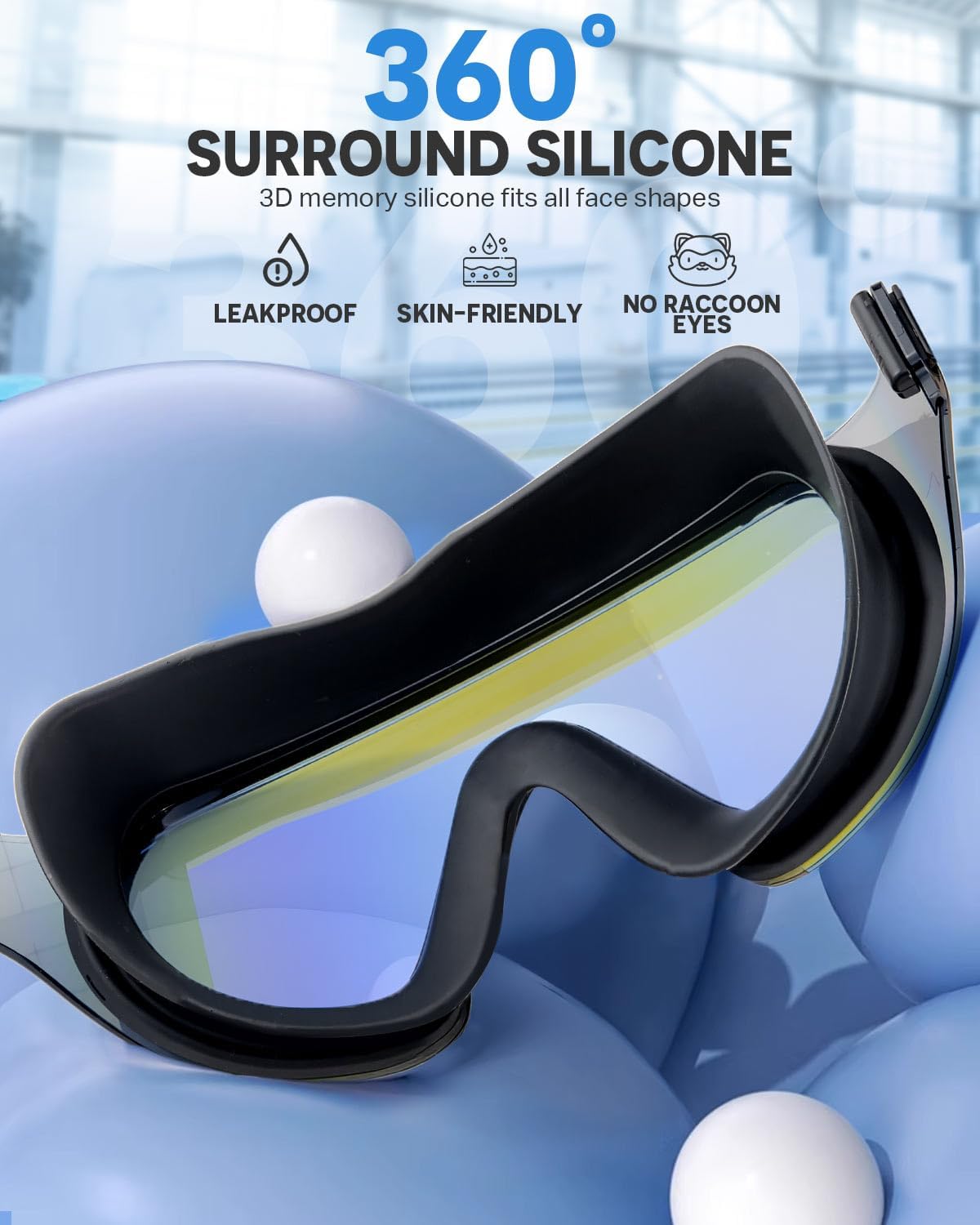 Zoomsnail Swim Goggles - Rimless Wide View Anti-Fog Pool Goggles for Adults | 2 Pack, UV Protection