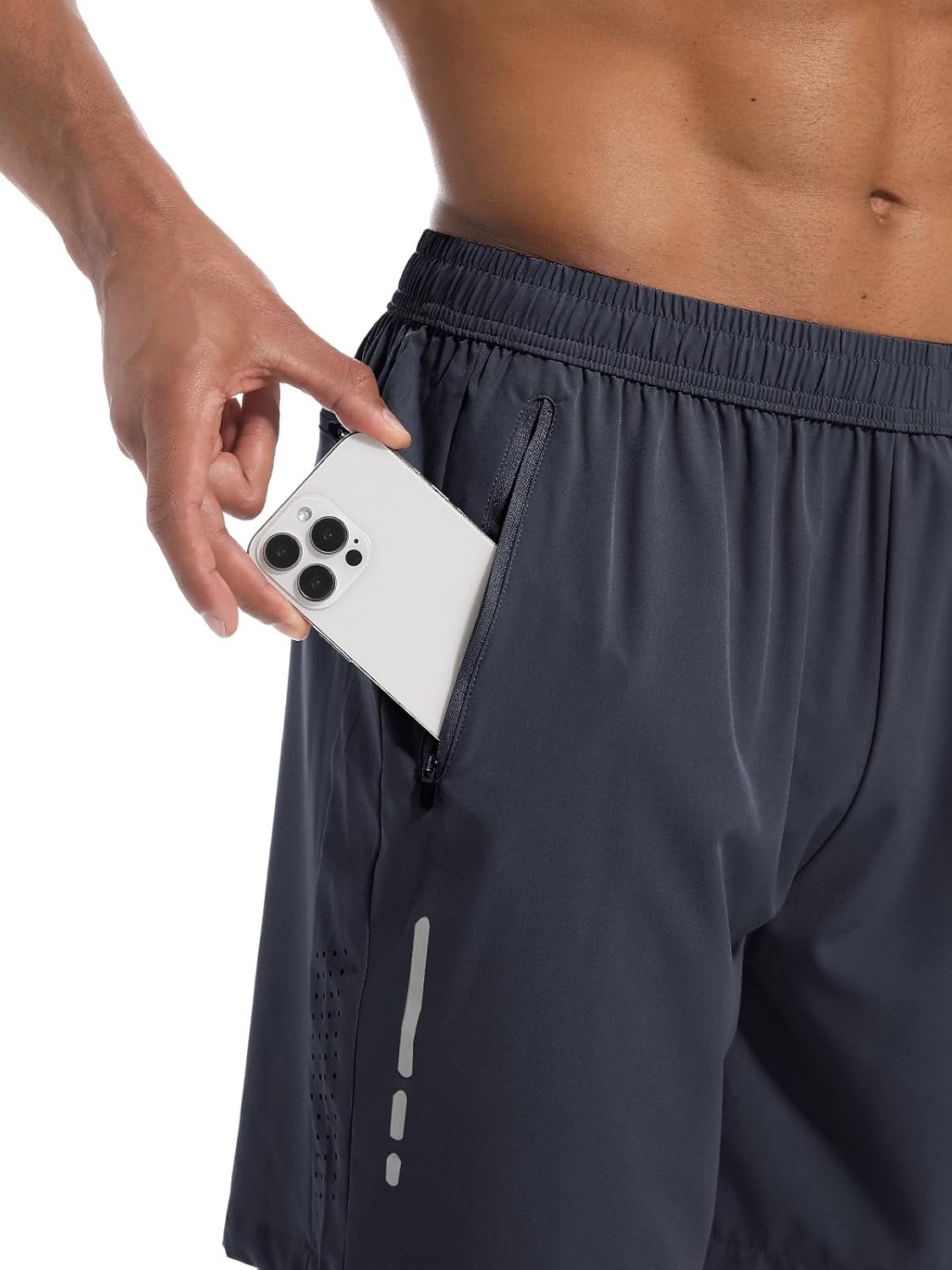Skiennix Men's Athletic Gym Shorts - Lightweight Quick-Dry 7" Workout Shorts with 3 Zipper Pockets