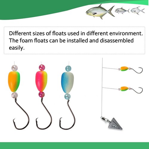 Dovesun Pompano Rig Floats - Bright Color Fishing Bobbers Kit (42/52/54/60/80/104 Pcs)