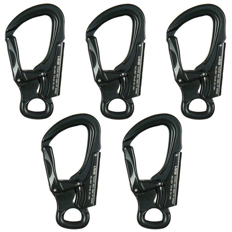 Snap Auto-Locking Carabiner 32KN (5-Pack) - Fusion Climb Tudor - Professional Rock Climbing Carabiner, Aluminum