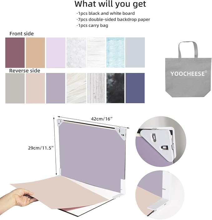 Yoocheese Photo Backdrop for Product Photography: 16.5X11.7 Double-Sided Paper