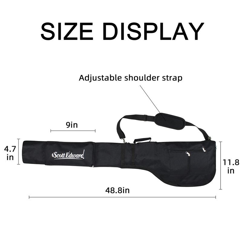 Scott Edward Foldable Golf Club Carry Bag, Portable Sunday Pencil Bag, Lightweight Waterproof Training Case, Holds 7-12 Clubs