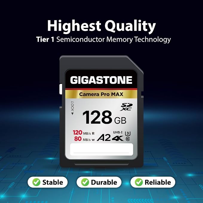 【5-Years Data Recovery】 GIGASTONE 128GB SD Card 2-Pack, 4K Camera Pro MAX