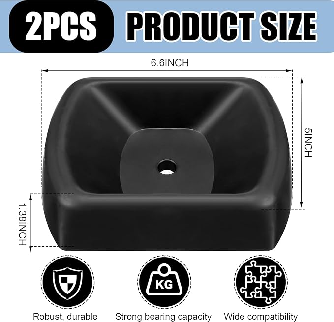 Threehoney 2 Pcs Jack Wheel Chock Rubber Caster Trailer Dock Heavy Duty 6 Inch Stabilizer Single Wheel Stopper Transport for Travel Trailer Cargo Camper Boat Roller Stopper
