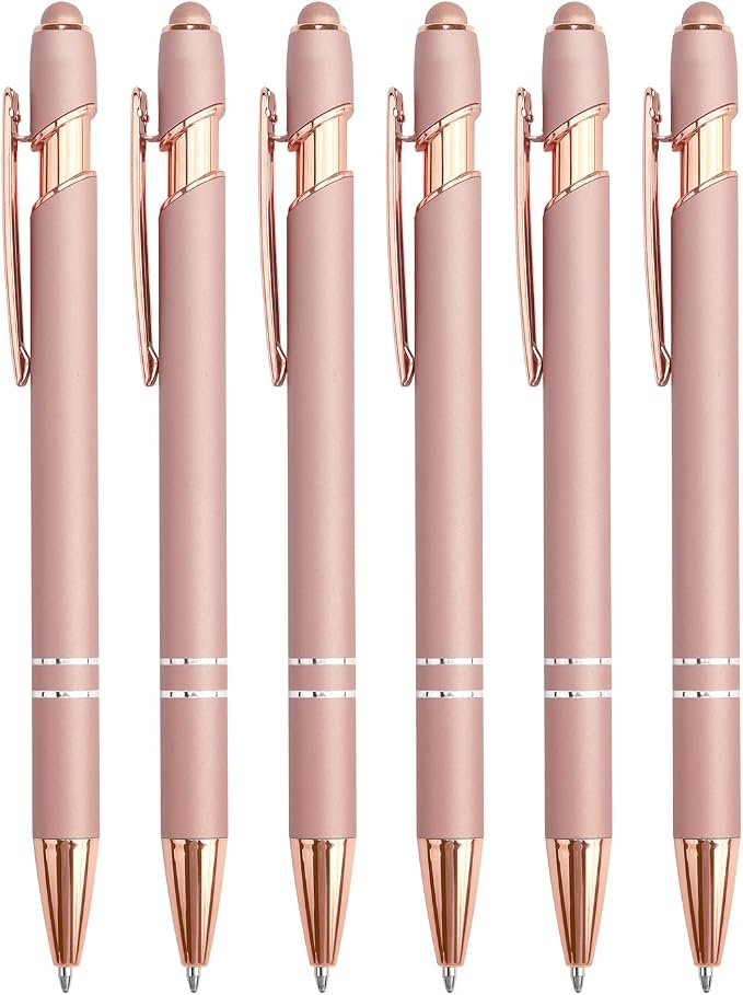 6 Pack Ballpoint Pen 2-in-1 Stylus Retractable Ballpoint Pen