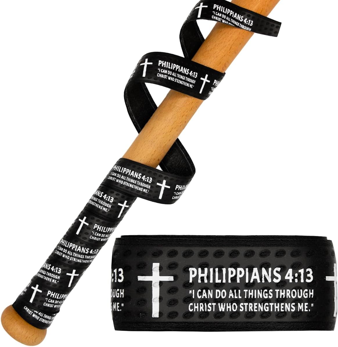 Piemow Baseball Bat Grip Tape - Faith Cross Design | Non-Slip 1.5mm Precut Adhesive for Sports