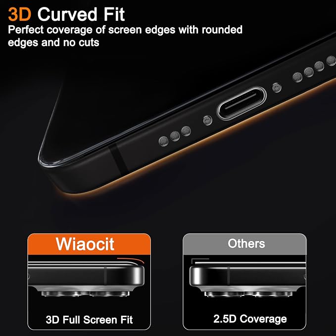 Wiaocit 3 Pack Tempered Glass Screen Protector