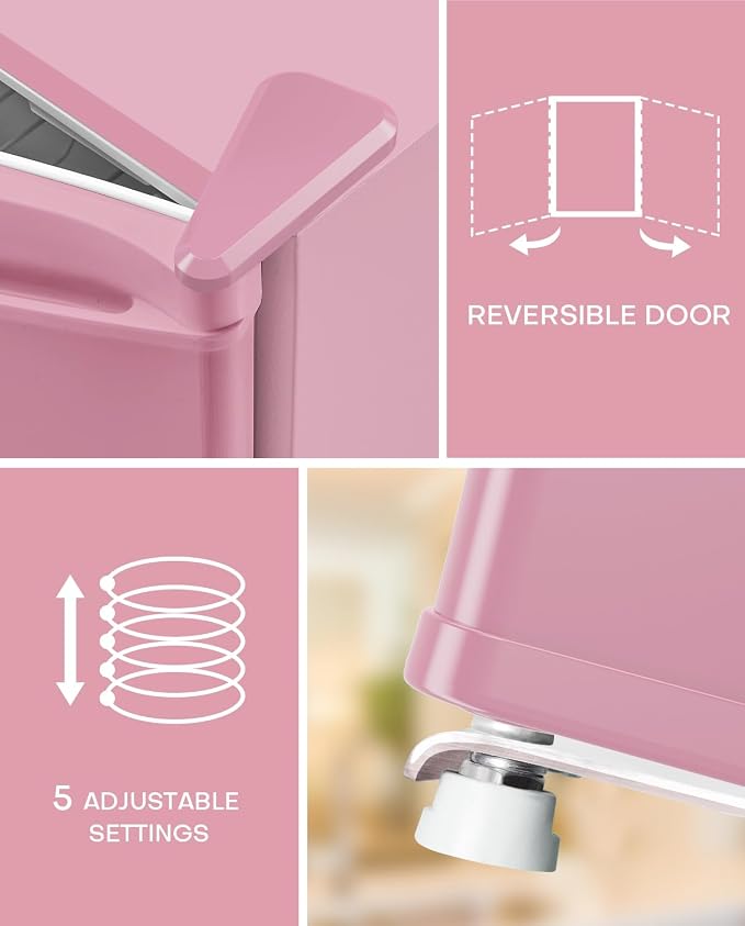 Upstreman 1.7 Cu.ft Mini Fridge with Freezer, Pink-FR17 | Dorm Essentials, Adjustable Thermostat, Energy Saving, Low Noise, Compact Refrigerator for Dorm, Office, Bedroom