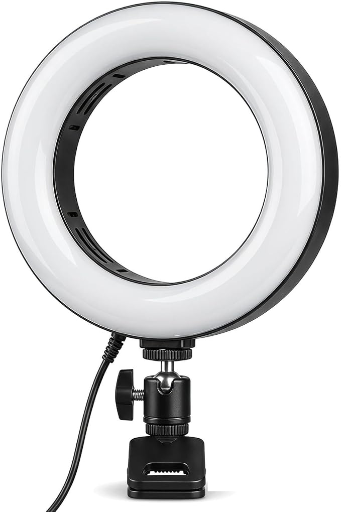 6" Ring Light with Desk Tripod Stand and Clip | Video Conference Lighting
