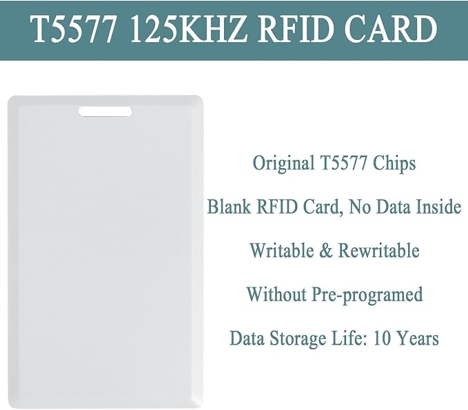 30 PCS T5577 Thick Smart Cards, Contactless 125khz RFID Rewritable Proximity