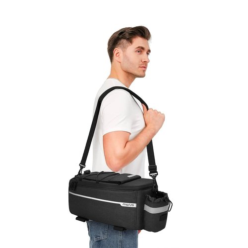 MOSISO Bike Rack Bag, Waterproof Bike Trunk Cooler Pouch Insulated Bicycle Rear Seat Pouch Cycling Backseat Storage Cargo Luggage Saddle Shoulder Bag, Black