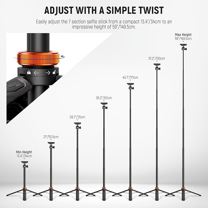 NEEWER Basics 59" Selfie Stick Tripod Compatible