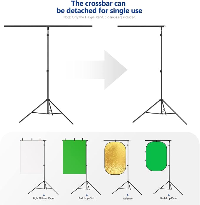 Neewer T-Shaped Background Backdrop Support Stand Kit, 8.5ft/2.6m Tall