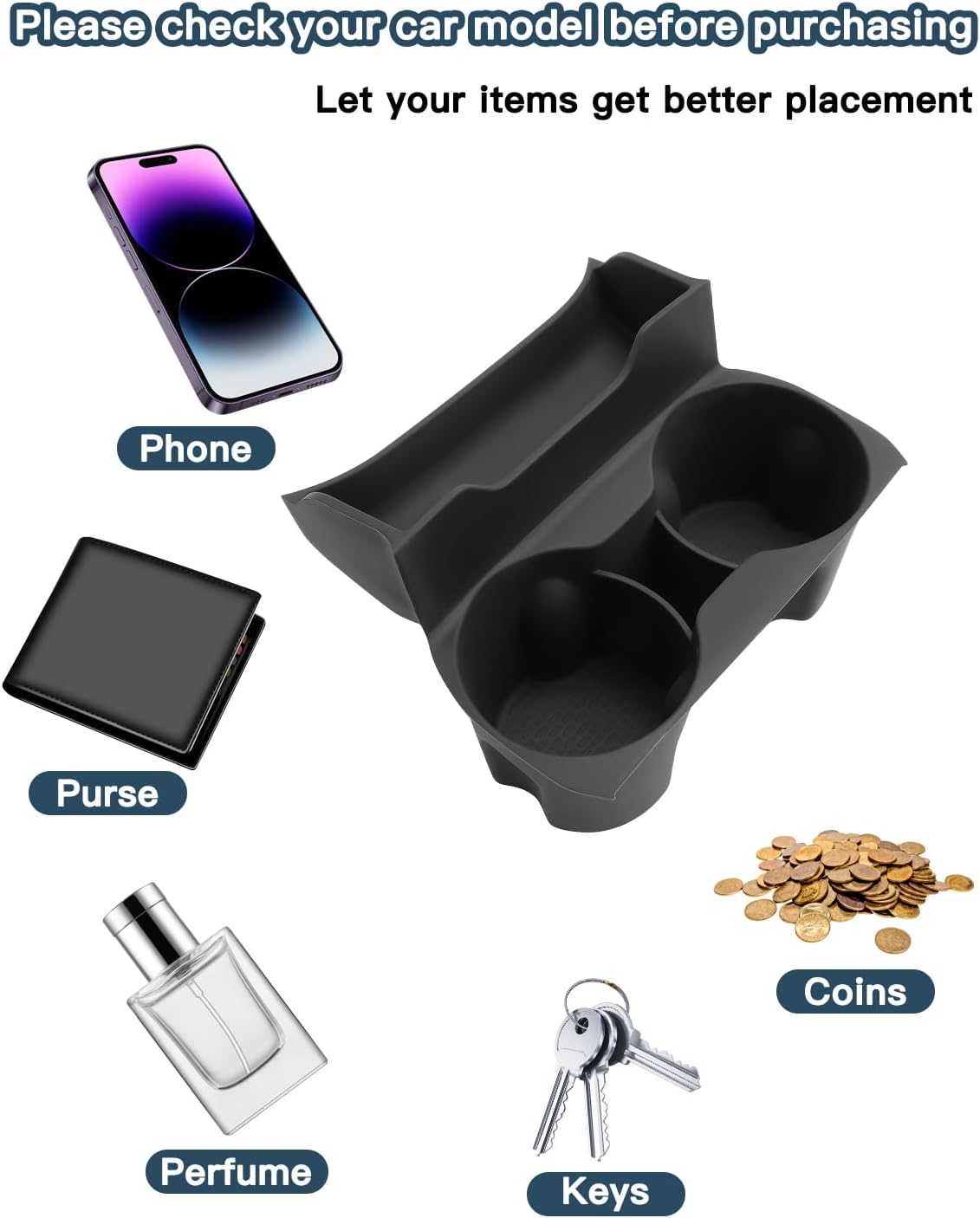 Ruiya 2027 Terrain Center Console Cup Holder for GMC Terrain 2027 Accessories Silicone Material 2 in 1 Console Organizer with Cup Holder Compatible with 2025 2026 2027 GMC Terrain Elevation/AT4/Denali