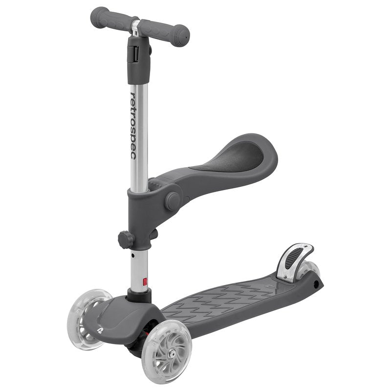 Retrospec Chipmunk Plus 3-Wheel Kids Scooter with LED Light-Up Wheels & Foldable Seat - Adjustable Height 26.5-31.5in, Toys for 3 Year Old Boys & Girls, Safe Non-Slip Deck