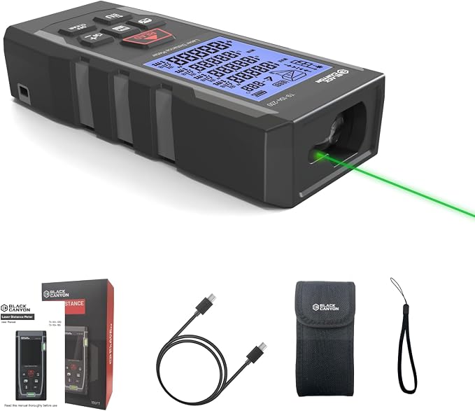 BLACK CANYON Laser Distance Meter, 165/230/330 ft Range