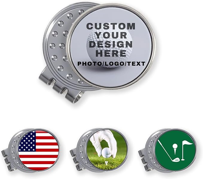 Custom Golf Ball Markers with Magnetic Hat Clip, Personalized Ball Marker & Clip,Metal Markers with Photo/Logo/Text Name, Durable Zinc Alloy Golf Accessories for Men Women