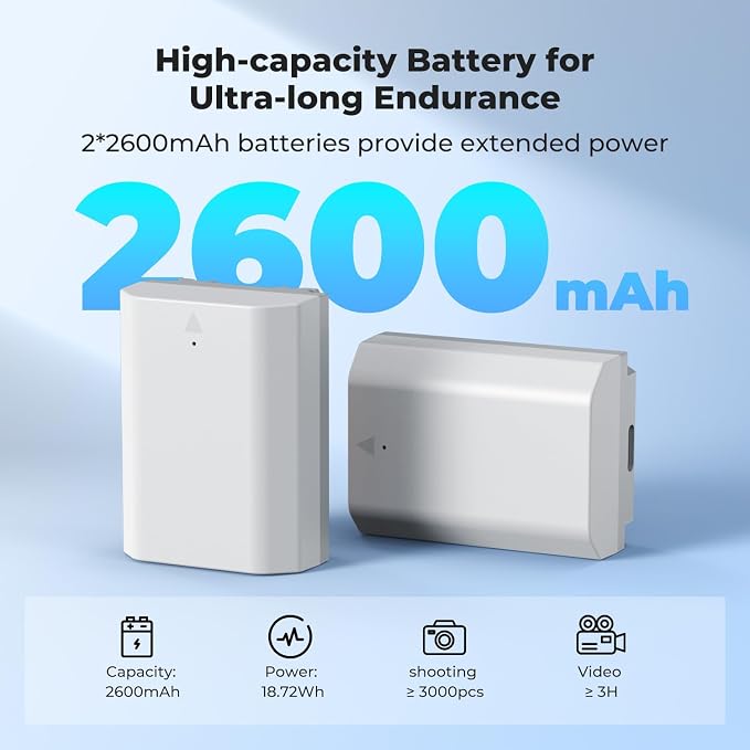 K&F CONCEPT 2600mAh NP-FZ100 Battery, Alpha 9, Alpha 9S, A7Siii Cameras