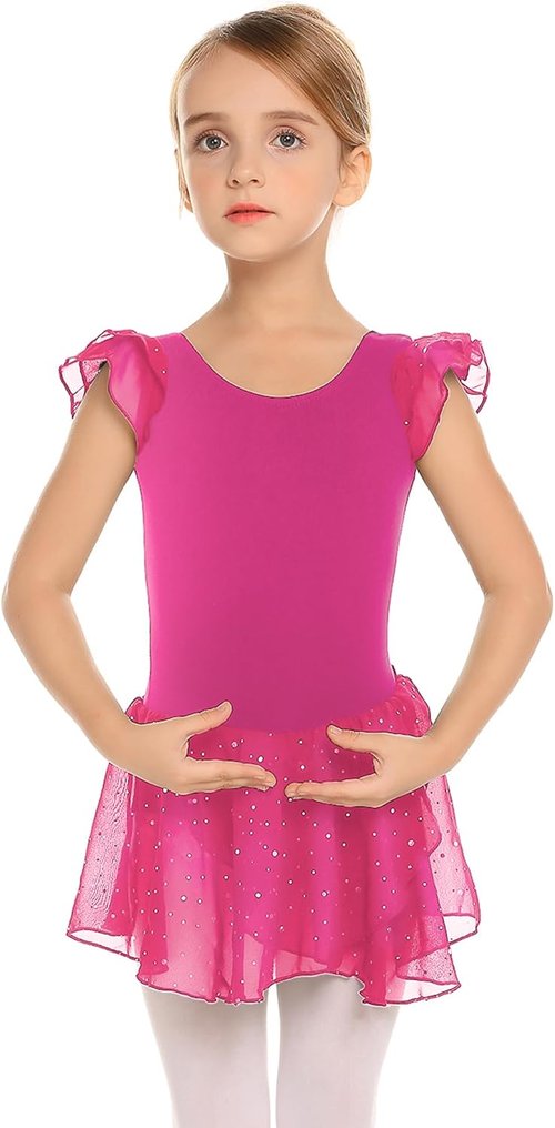 Arshiner Girls Ballet Dance Dress - Ruffle Sleeve Tutu Leotard for Comfort and Style