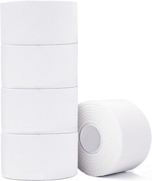 ADMITRY Athletic Tape - Strong White Sports Tape with No Sticky Residue | 5 Pack for Gymnastics, Boxing, and More