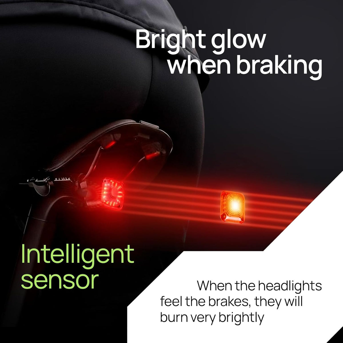 R15 Smart Bike Lights Set - USB C Rechargeable Front & Back Lights | 500 Lumen Waterproof for Night Riding