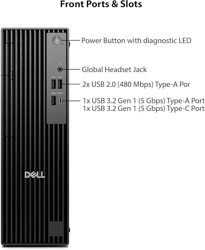 Dell Pro Slim QCS1250 Business Desktop Computer, Intel Core Ultra 5 235(Beats i7-12700), 16GB DDR5, 512GB PCIe SSD, Dual 4K Monitor Support, USB-C, HDMI, RJ-45, Wi-Fi, Wired KB & Mouse, Windows 11
