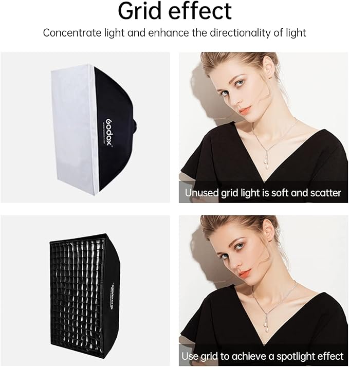 Godox FW60x90CM / 24"x36" Bowens Mount Strip Honeycomb Grid Softbox, Portable