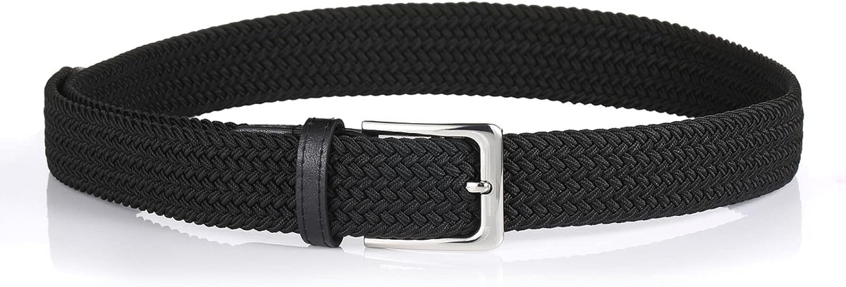 Skiennix Elastic Braided Belt - 1 3/8" Woven Stretch Belt for Golf, Casual Jeans & Shorts