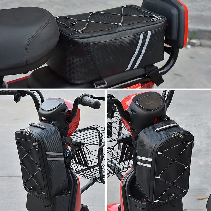 Tookie 8L Rear Carrier Luggage Bike Bag, Waterproof PU Leather Bicycle Rear Seat Cargo Bag Luggage Bike Bag Bicycle Saddle Bag with Rain Cover, Easy to Install