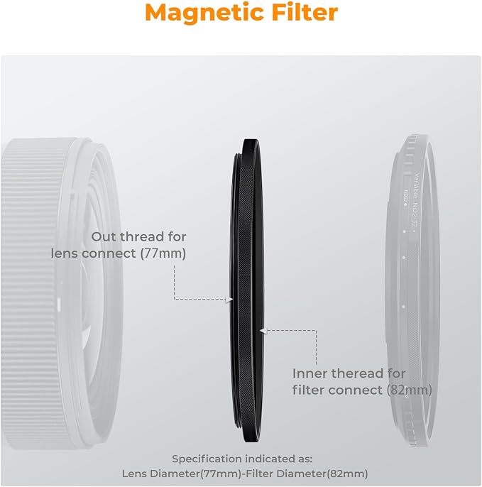 K&F CONCEPT 72-82mm Magnetic Filter Adapter Ring,