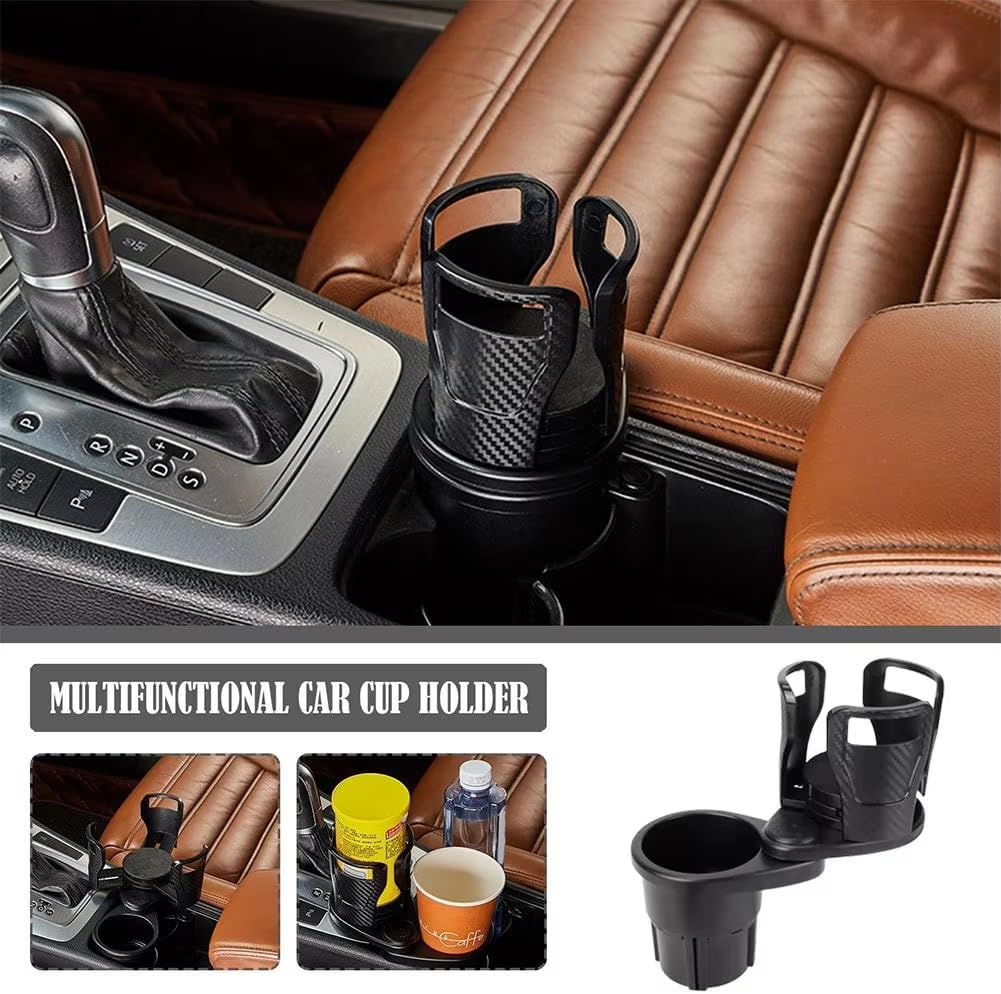 Car Cup Holder Expander for Lexus RX 350 2023-2025, Multifunctional Dual Cup Mount with 360° Rotating Adjustable Carbon Fiber Texture Adapter