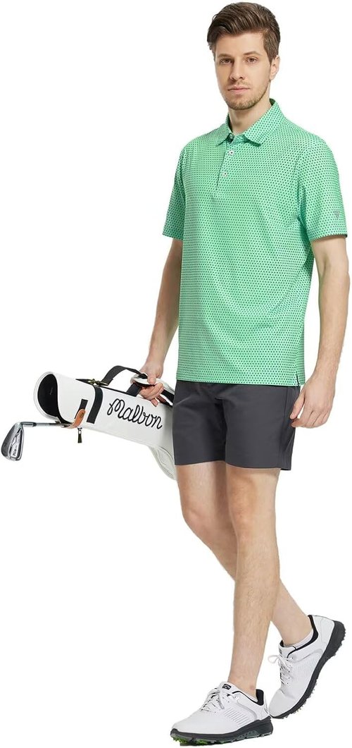 M MAELREG Men's Golf Polo Shirt - Short Sleeve Moisture-Wicking Performance | Stylish Print Design