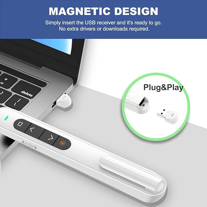 QUI Presentation Clicker with Volume Control, 2.4GHz USB Wireless Presenter