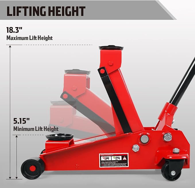 Jack Boss Floor Jack 3 Ton Capacity Fast Lift Service Jack Steel Heavy Duty Hydraulic Car Jack