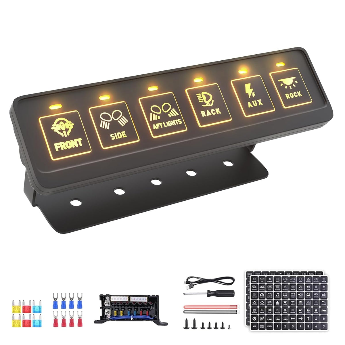 6 Gang Wireless Switch Panel,Multifunction Remote Switch Panel for Offroad Lights with 4 Modes & 2 Power Options & Waterproof -Wide Applicable for 12V/24V Vehicles Truck SUV ATV UTV Boat etc.