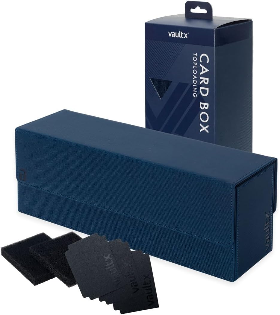 Vault X Trading Card Storage Box - Premium Exo-Tec Material, Detachable Magnetic Lid & Organizers | Blue