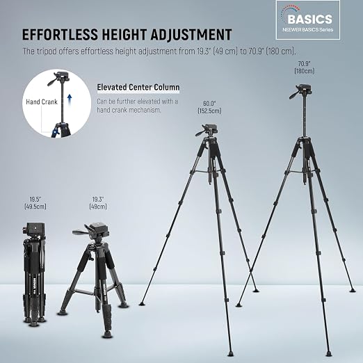 NEEWER BASICS Camera Tripod, Professional Aluminum Lightweight Portable Travel