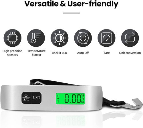BAGAIL Digital Luggage Scale - 110lbs Capacity with Backlit LCD Display | Portable Travel Weighing Tool
