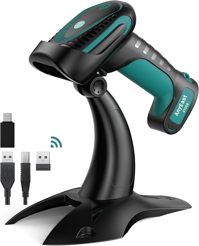 Wireless Barcode Scanner with Stand, Industrial 1D 2D QR Bluetooth Barcode