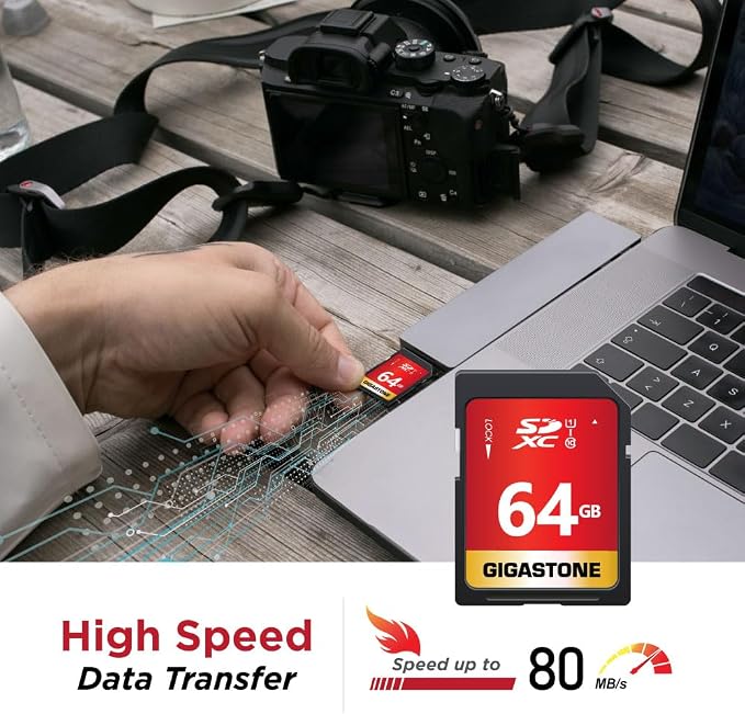 GIGASTONE 64GB SD Card 10-Pack UHS-I U1 Class 10 SDXC Memory Card High Speed