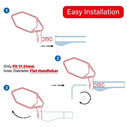 MEACHOW New Bar End Bike Mirror, Crystal UHD Automotive Grade Glass Lens E-Bike Mirrors, Scratch Resistant, Safe Rearview Mirrors, (Silver Left Side) ME-022LS