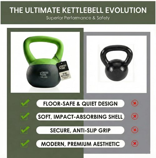 ENERGI CORE Kettlebell - Sand-Filled Weight for Home Gym & Strength Training - Portable for All Fitness Levels