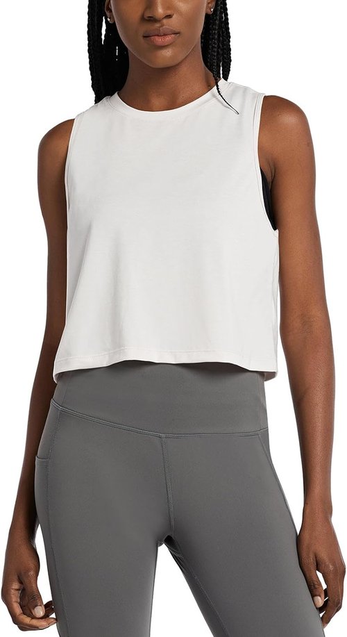Baleaf Workout Tops - Women's Quick Dry Crop Tank for Gym & Yoga | Sleeveless, Loose Fit
