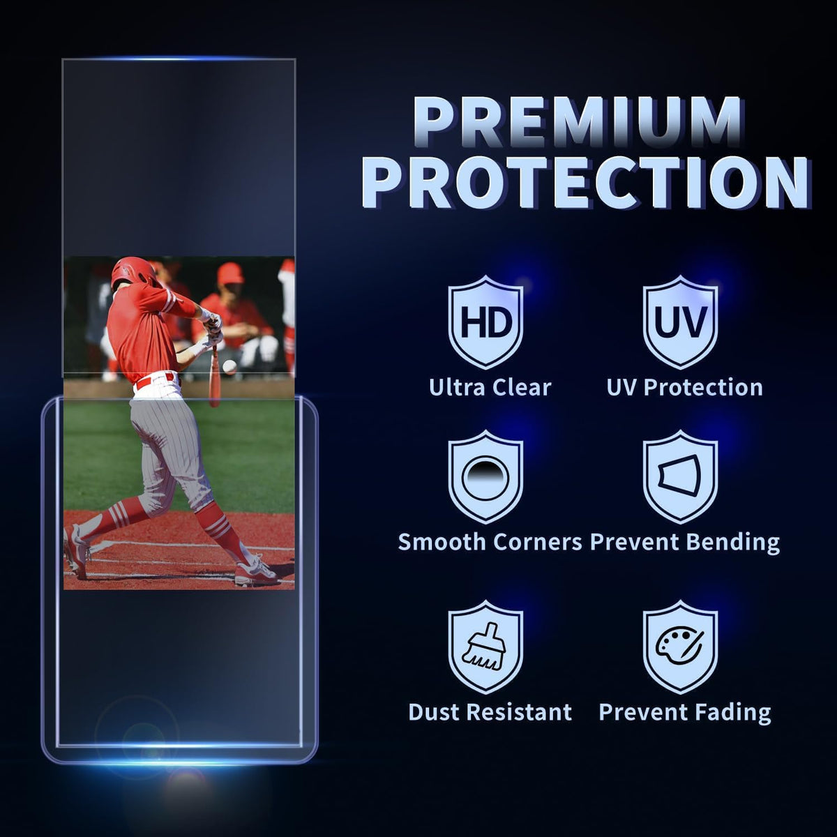 Skiennix 200 Card Sleeves - Premium Hard Plastic Trading Card Holders | 3" x 4" Protectors for Sports Cards