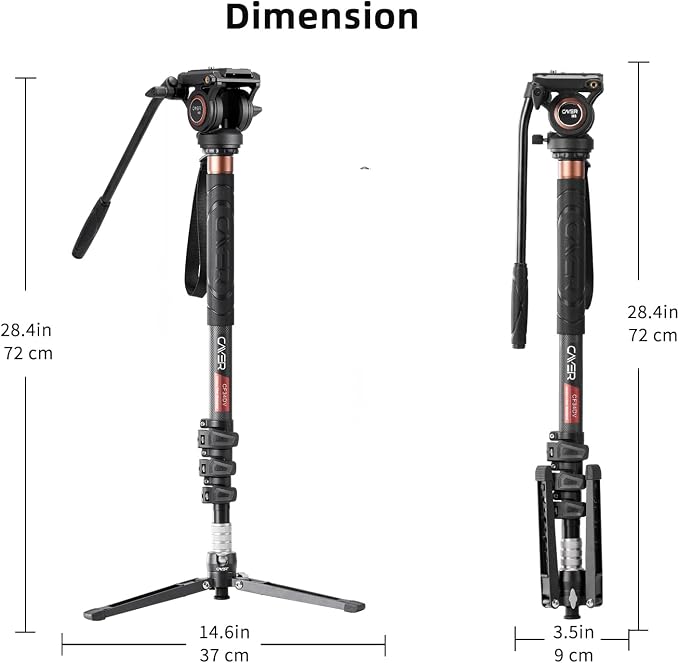 Cayer Monopod Camera Stand, Carbon Fiber Telescopic Monopods Kit